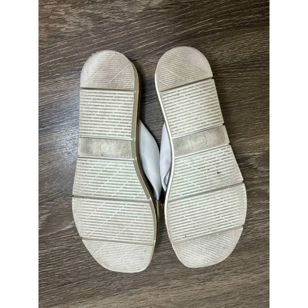 Cordani‎ Italy Leather Knot Slide Sandals Women's White Gold Metallic Size 38